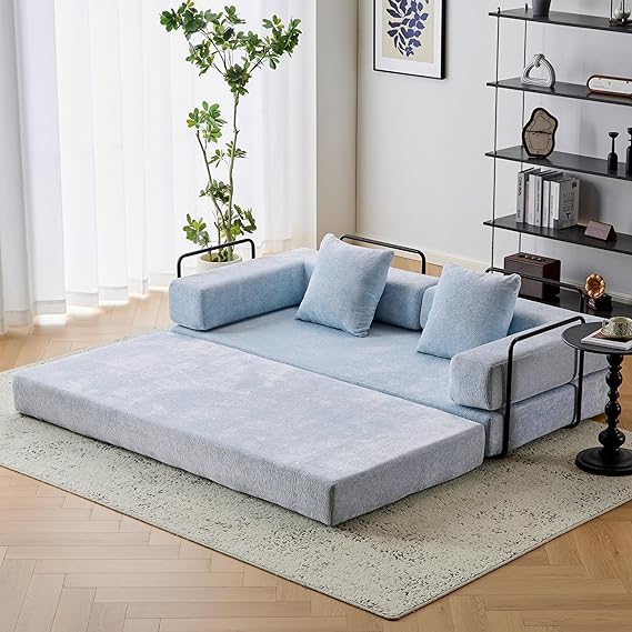 Convertible Floor Sofa Bed with Storage Pocket