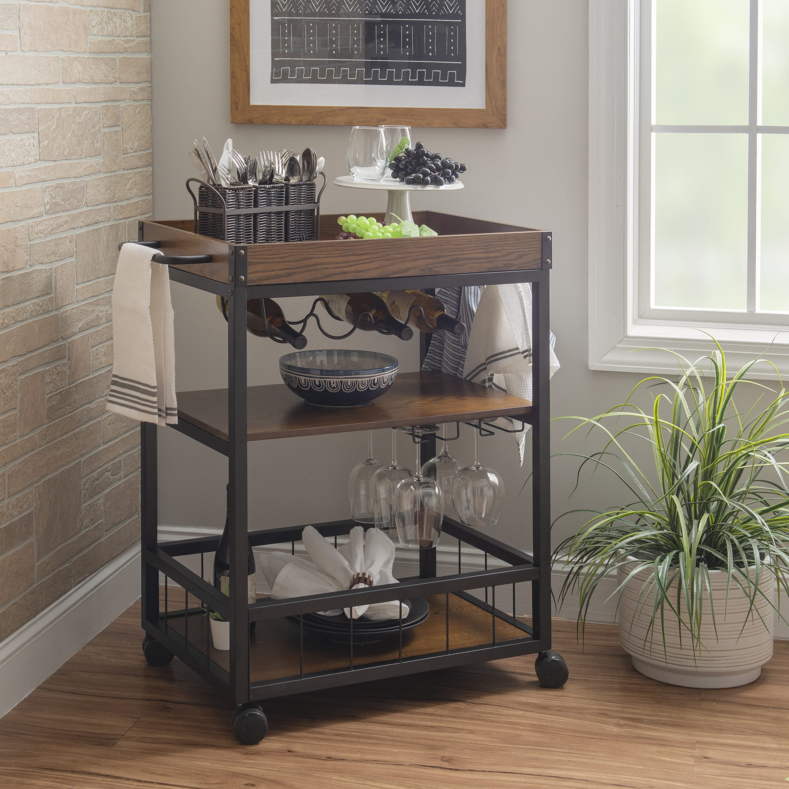 Austin Kitchen Cart, 30.5"W x 18.13"D x 36.25"H, Black