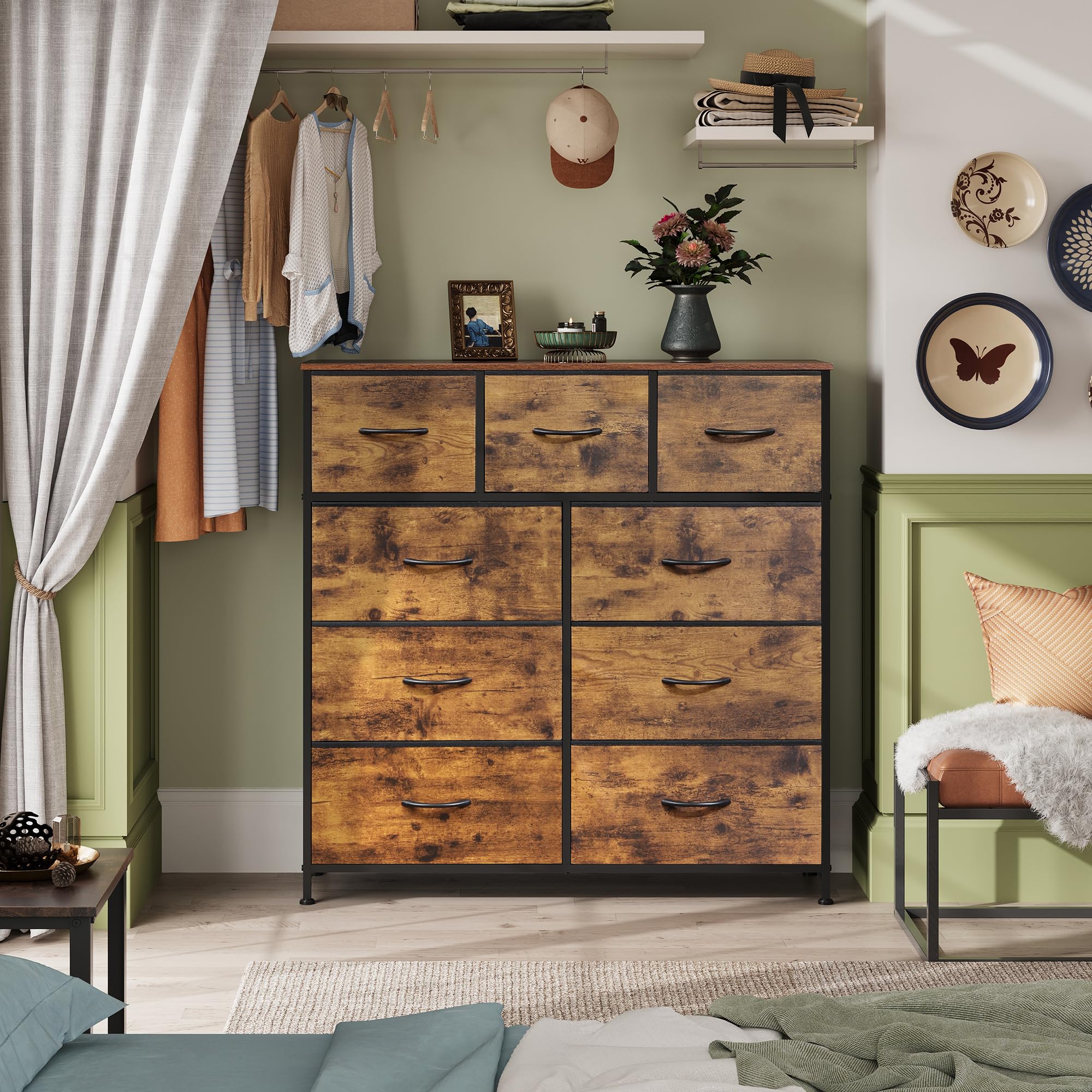 9-Drawer Dresser, Fabric Storage Tower for Bedroom, Hallway, Entryway