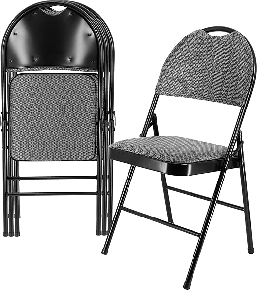 4 Piece Metal Indoor/Outdoor Folding Dinner Chairs with Padded Seats
