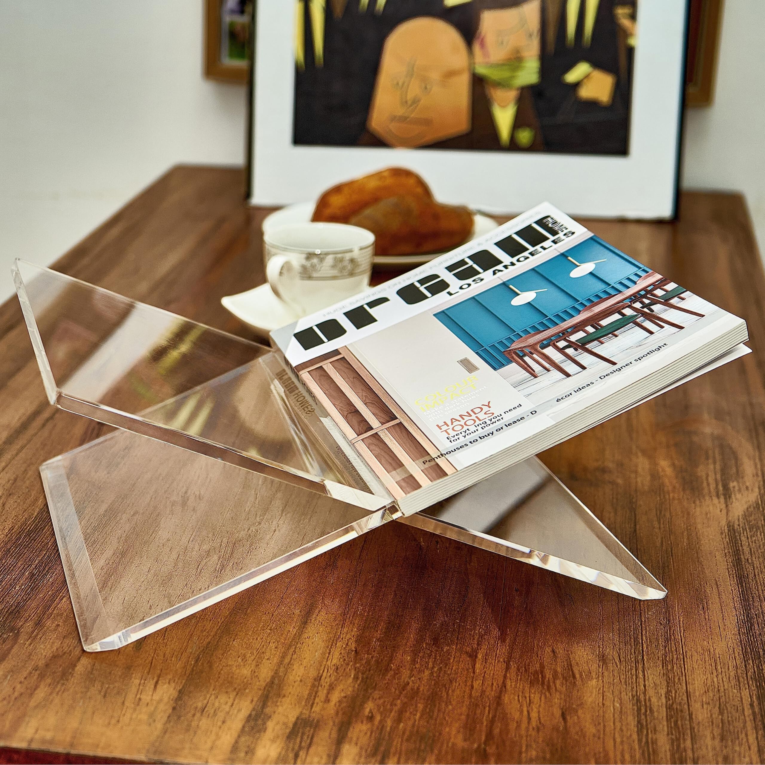 Clear Acrylic Book Stands - Cross Frame Acrylic Book Holder, Open Bookstand