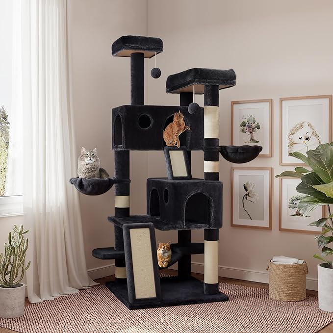65in Larger Cat Tree Tower Condo for Indoor Kitties/Multi-Level Furniture Activity Center