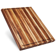 XXL Thick Edge Grain Teak Wood Cutting Board for Kitchen with Juice Groove