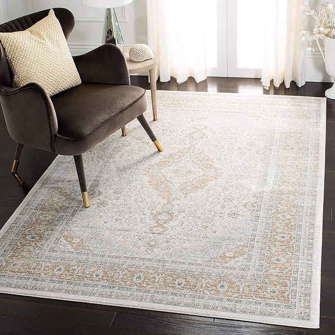 Isabella Collection Area Rug - 5'3" x 7'6", Light Grey & Cream