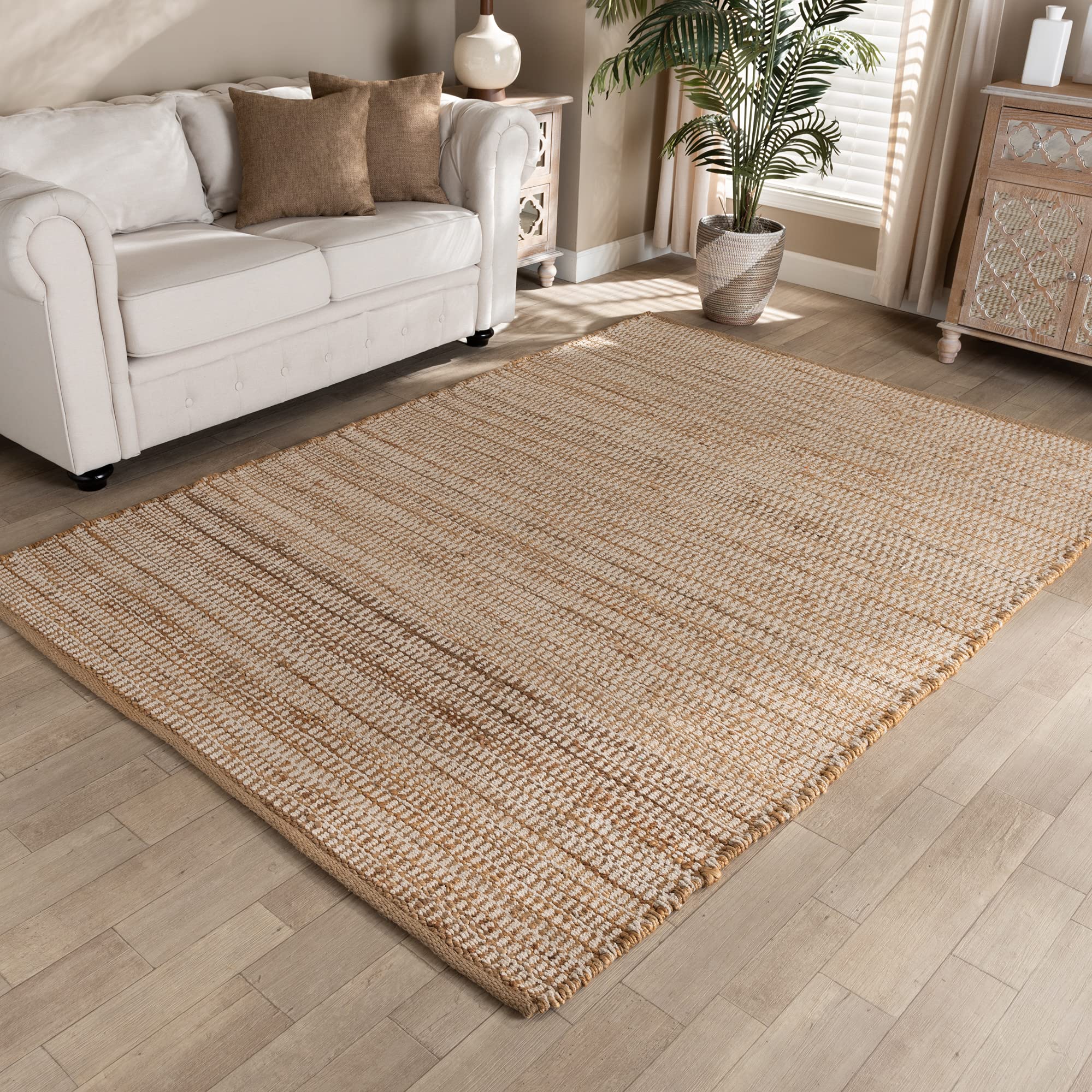 Osage Modern and Contemporary Natural Handwoven Hemp Blend Area Rug