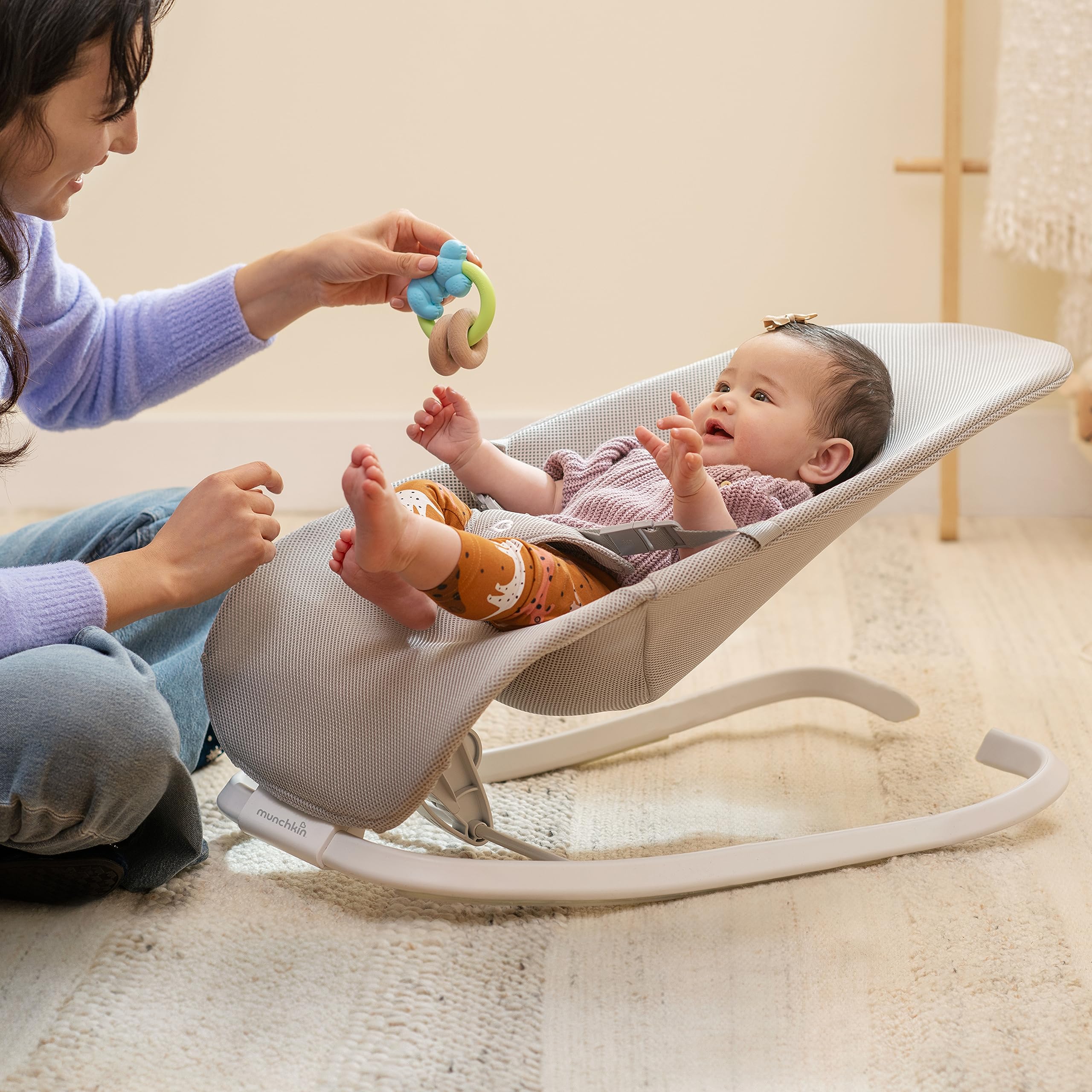 Spring Baby Bouncer and Rocker Seat, 2-in-1 Design, Portable and Lightweight