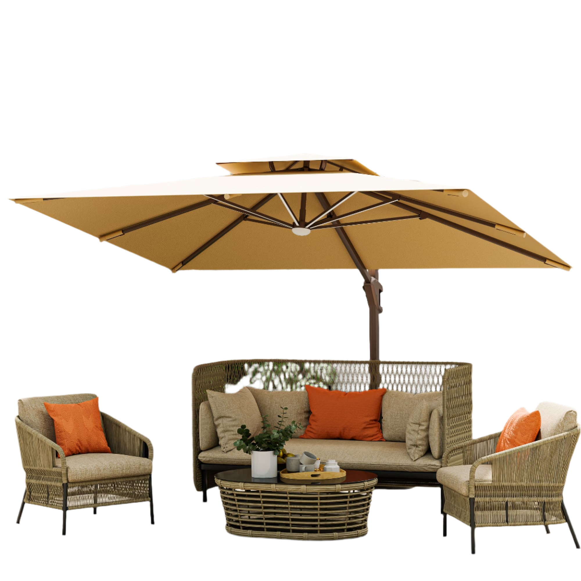 10 X 13 FT Cantilever Outdoor Patio Umbrella with Led Lights Large Heavy Duty 360°