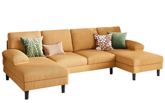 Sectional Couch, 111'' W Corduroy U Shaped Sofa