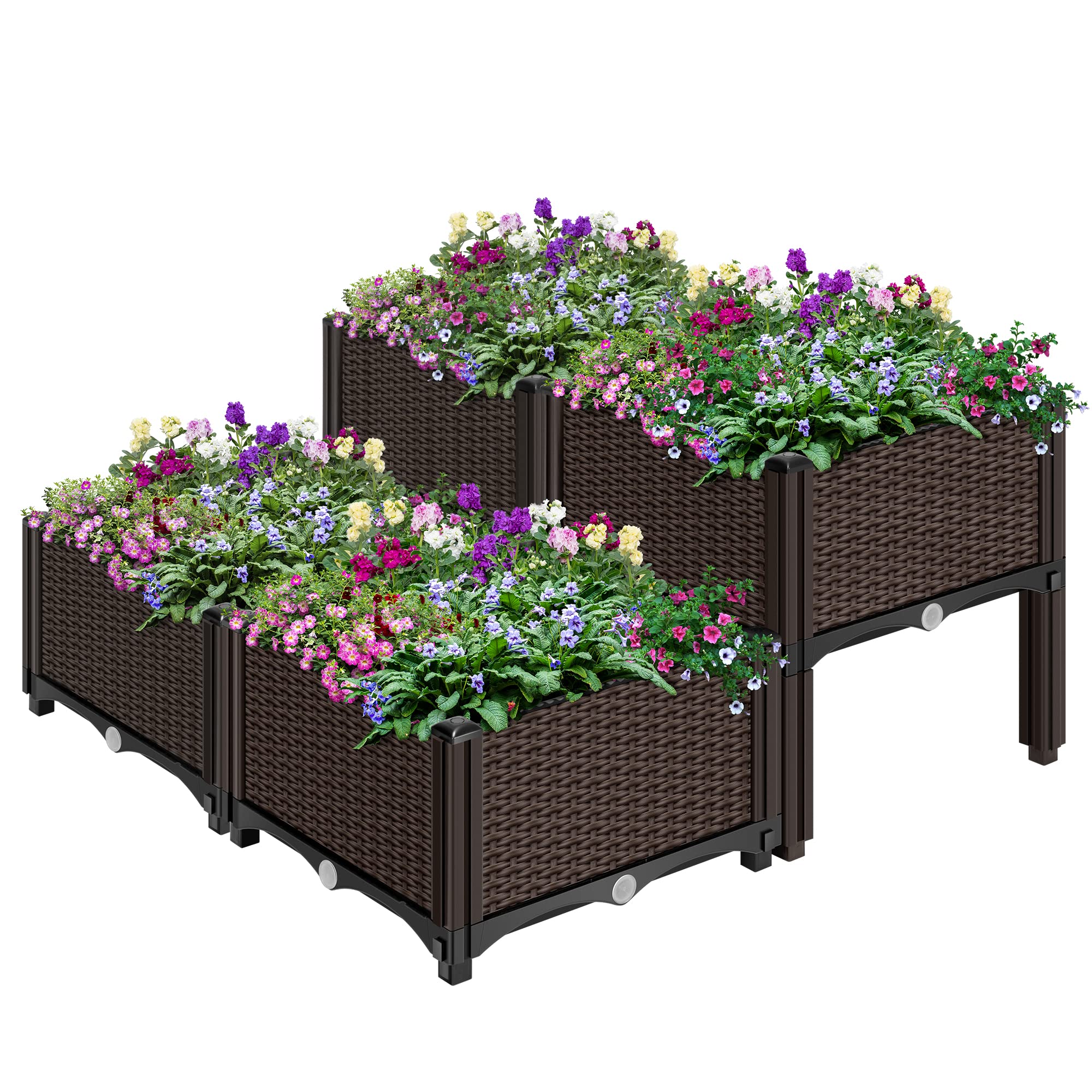 Elevated Plastic Raised Garden Bed Planter Kit, Outdoor Planters Above Ground