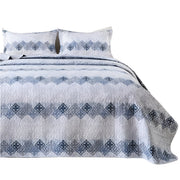 Ultrasonic Embossing Quilts Queen Size, Lightweight Grey and Blue Striped Geometric