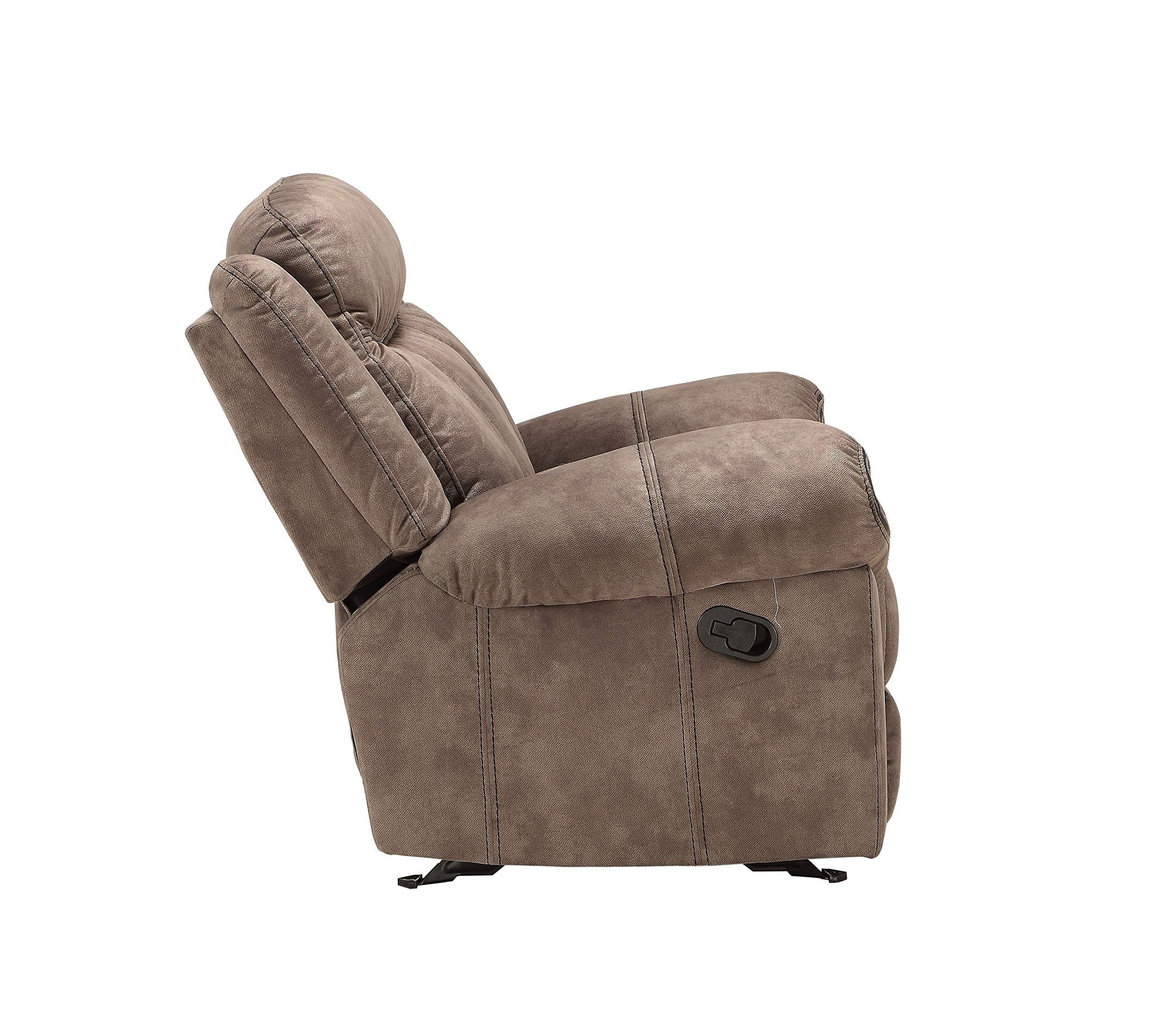 Velvet Horizontal Tufted Glider Recliner in 2-Tone Chocolate,living room