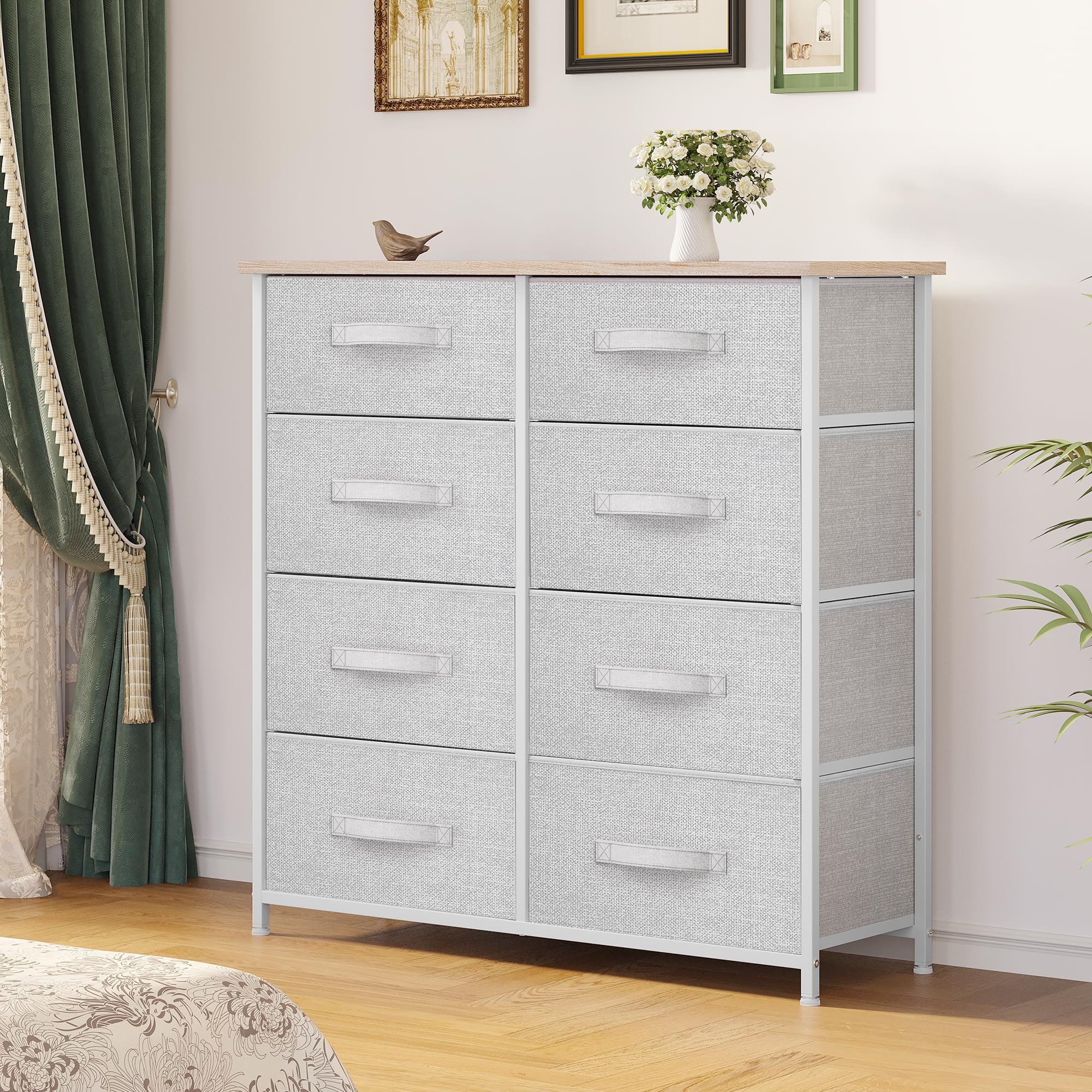 Fabric Dresser for Bedroom, Tall Dresser with 8 Drawers