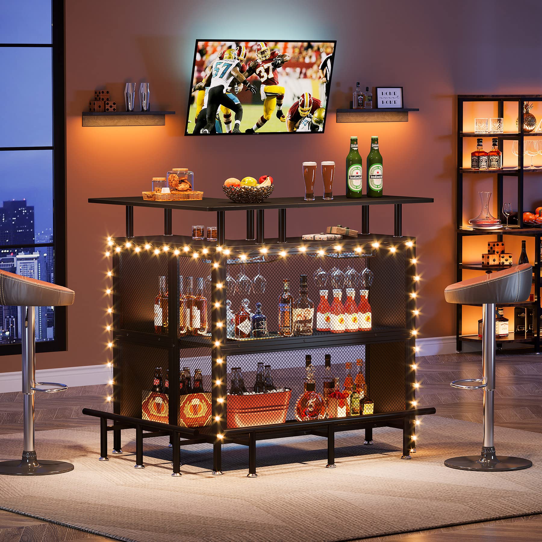 LITTLE TREE Home Bar Unit Mini Liquor Table Cabinet