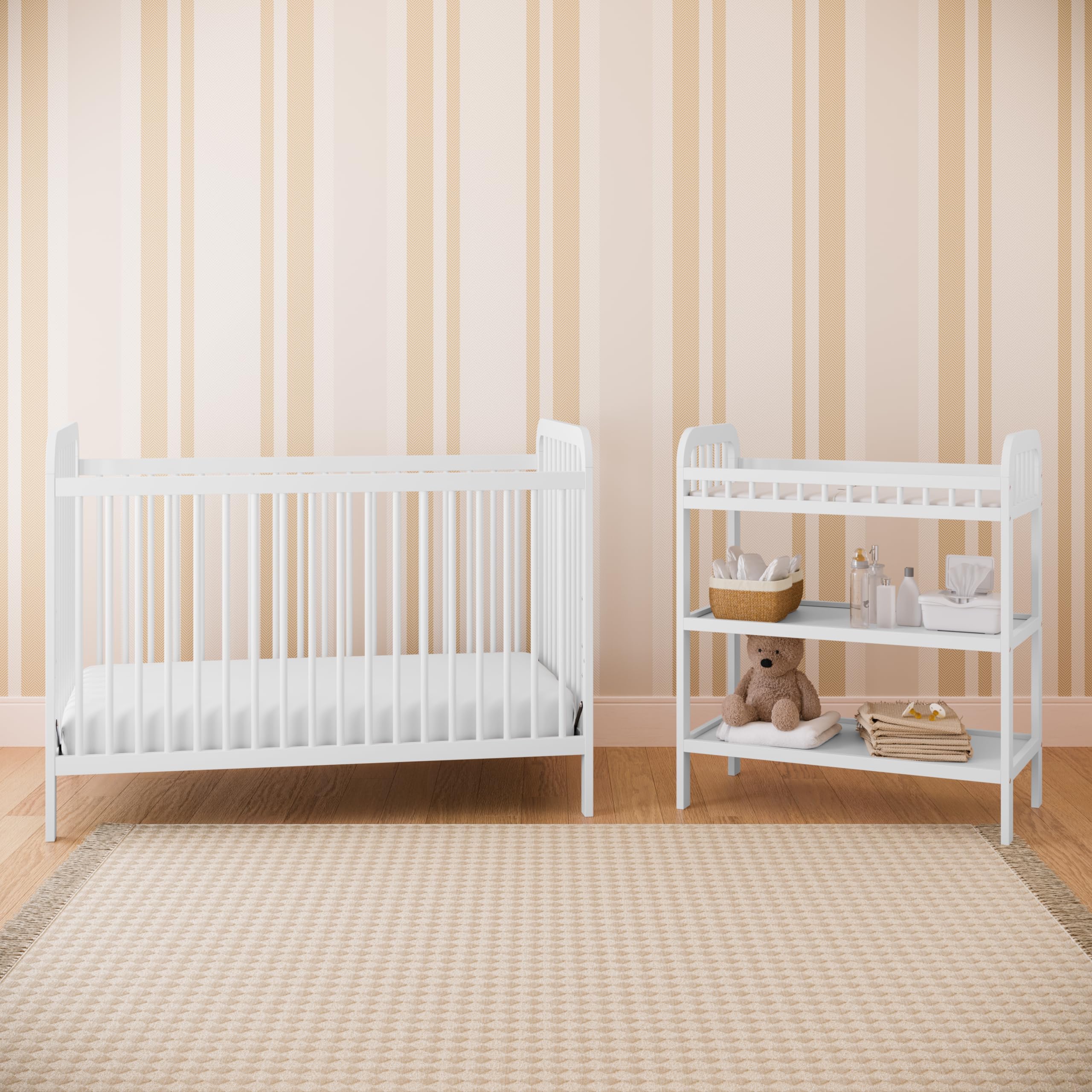 Pasadena Changing Table with Water-Resistant Changing Pad (White)