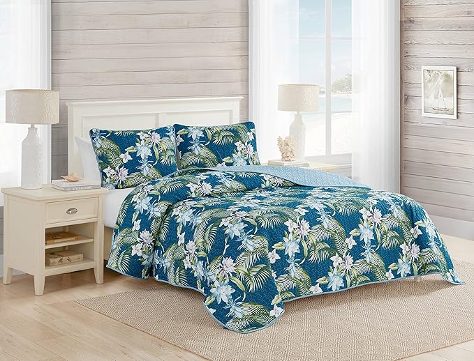 King Quilt Set, Reversible Cotton Bedding with Matching Shams