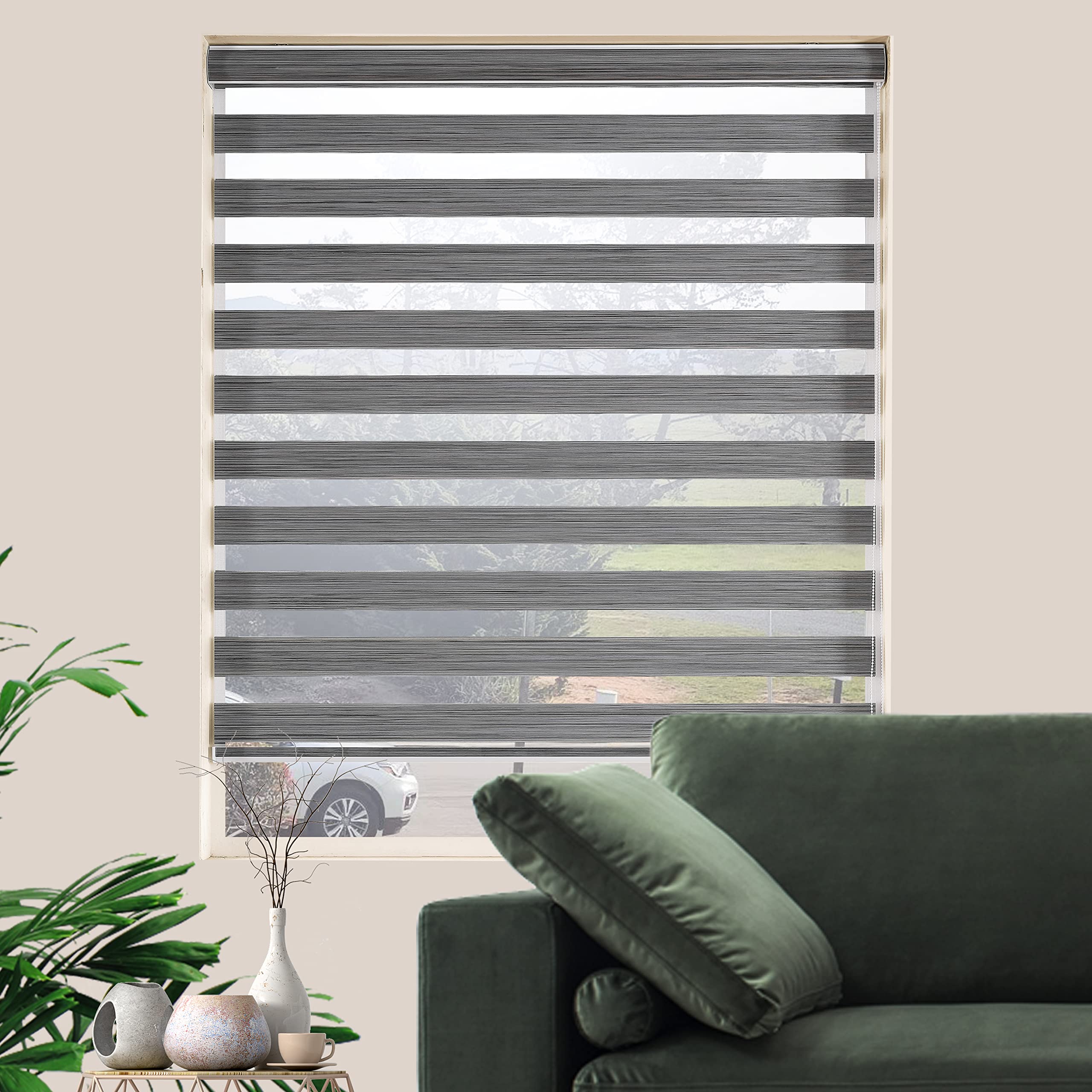Custom Cut Size Zebra Blinds for Indoor Windows Dual Layer Free-Stop Window
