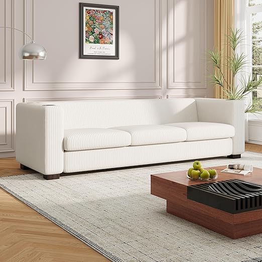 Vevia 80" Wide Upholstered Sofa, Reading Couch, Spacious Seating Armchair