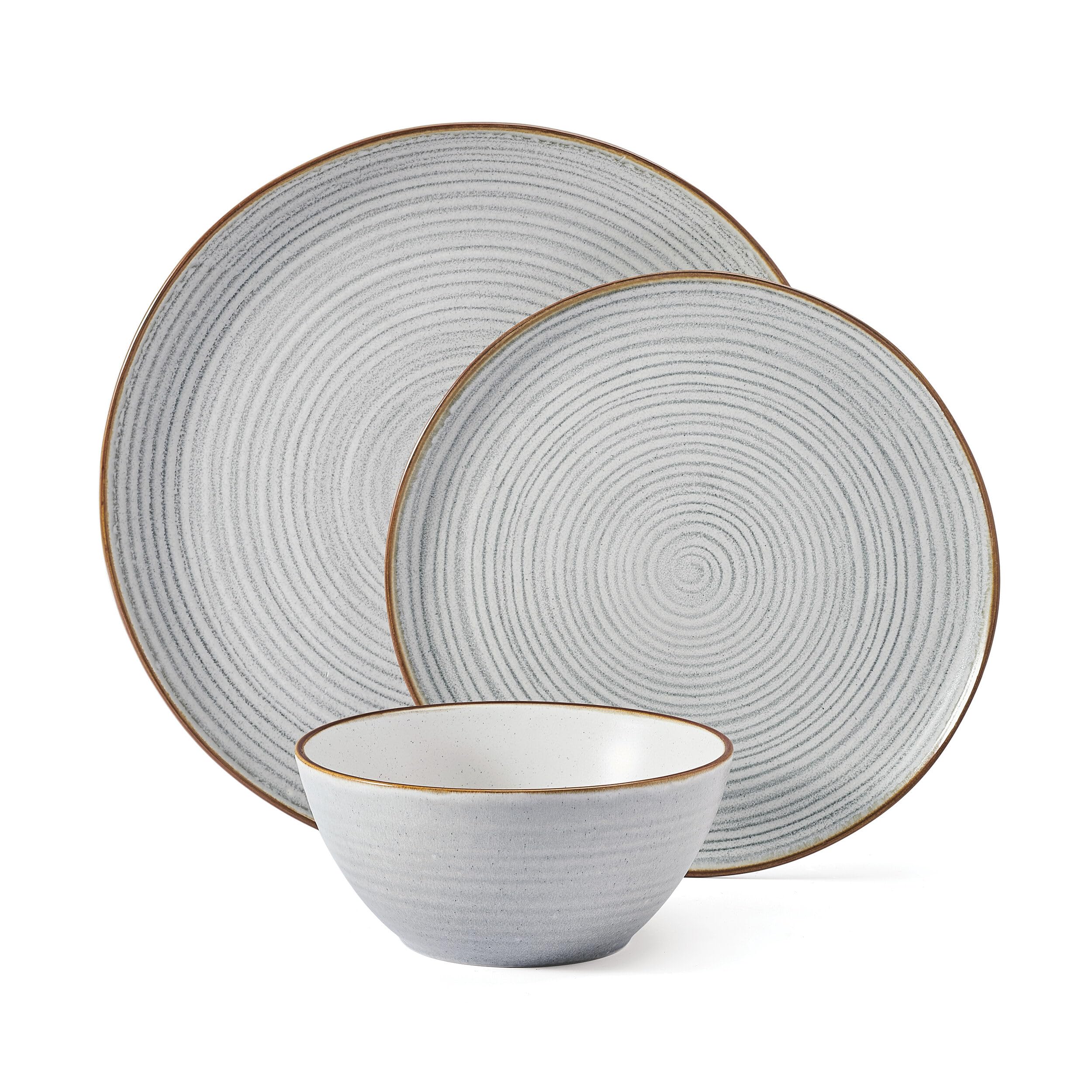 Rowan Gray 12 Piece Plate Bowl Dinnerware Set, Service