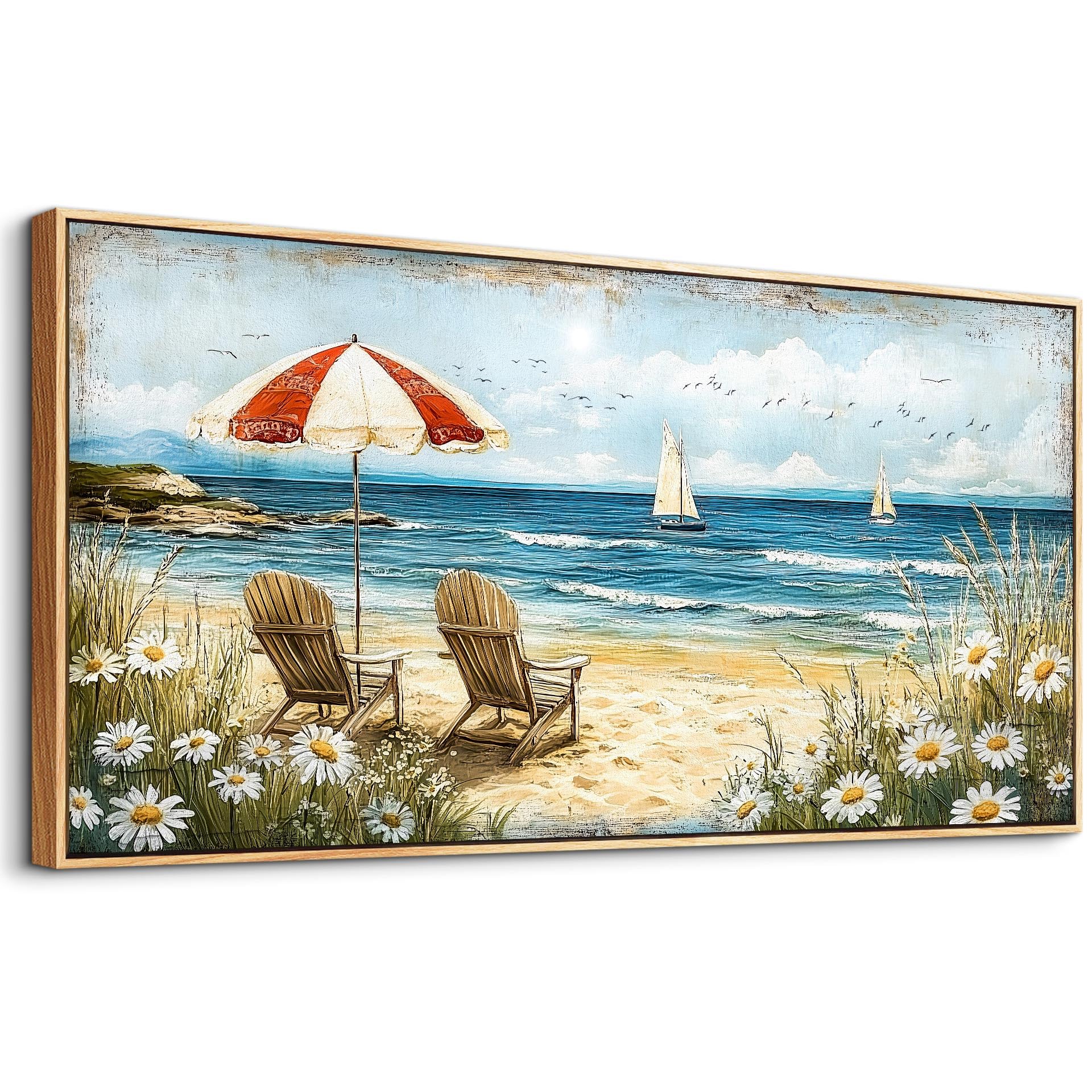 Large Canvas Wall Art For Living Room Bedroom Wall Decor Office Blue Seaside