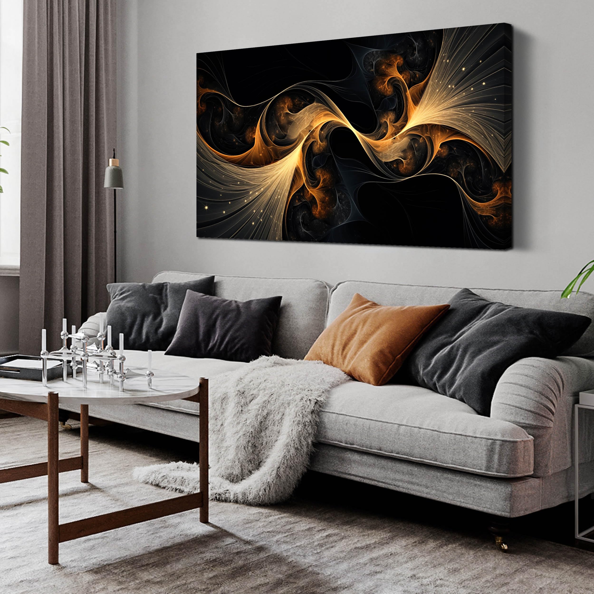 Abstract Wall Art for Bedroom Black Canvas Wall Decor for Living Room Modern Picture