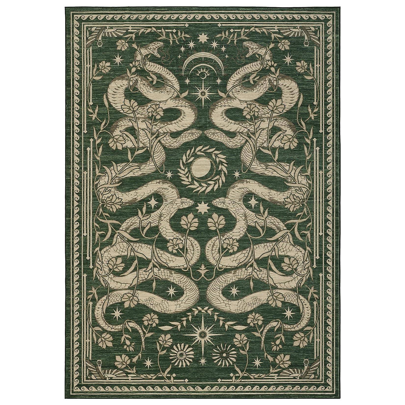 Snake 8x10 Area Rugs for Living Room Washable Non Slip Forest Soft Low-Pile Stain