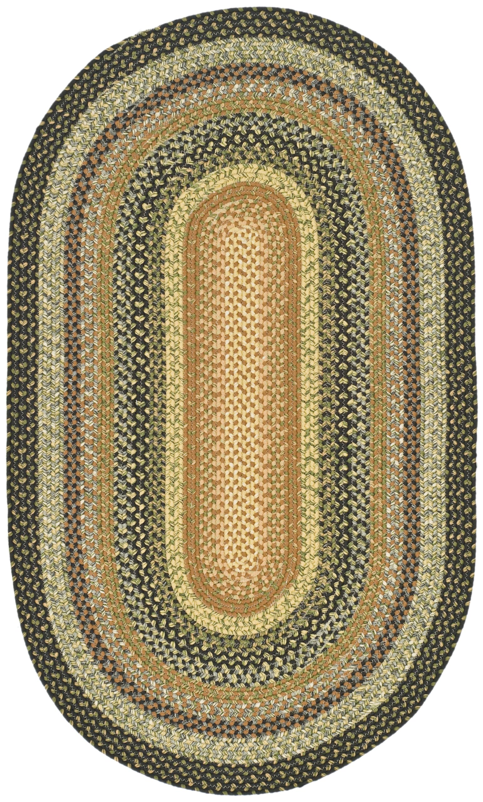 Braided Collection Area Rug - 7' x 10' Oval, Multi, Braided Farmhouse Geometric Design,
