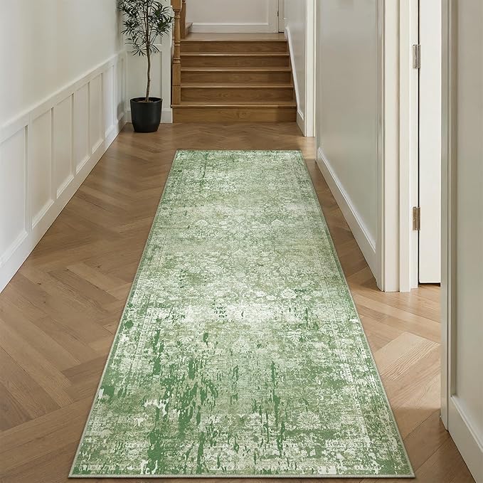 8x10 Washable Area Rug Green Sage Modren Neutral Living Room Bedroom Indoor