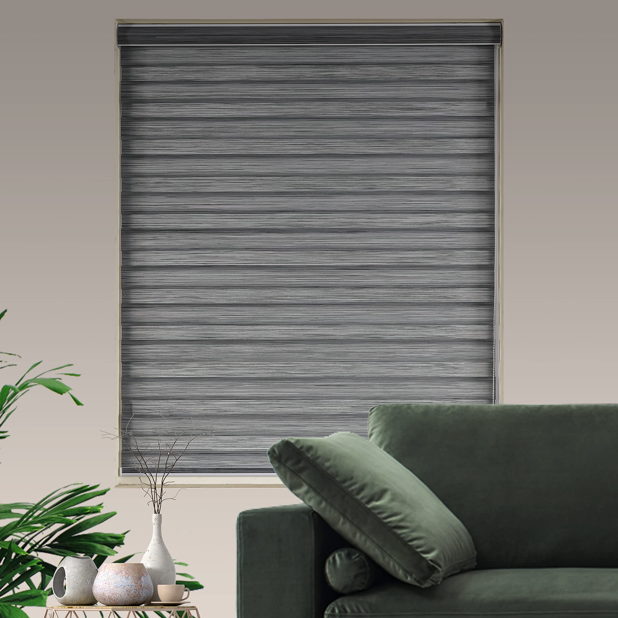 Custom Cut Size Zebra Blinds for Indoor Windows Dual Layer Free-Stop Window