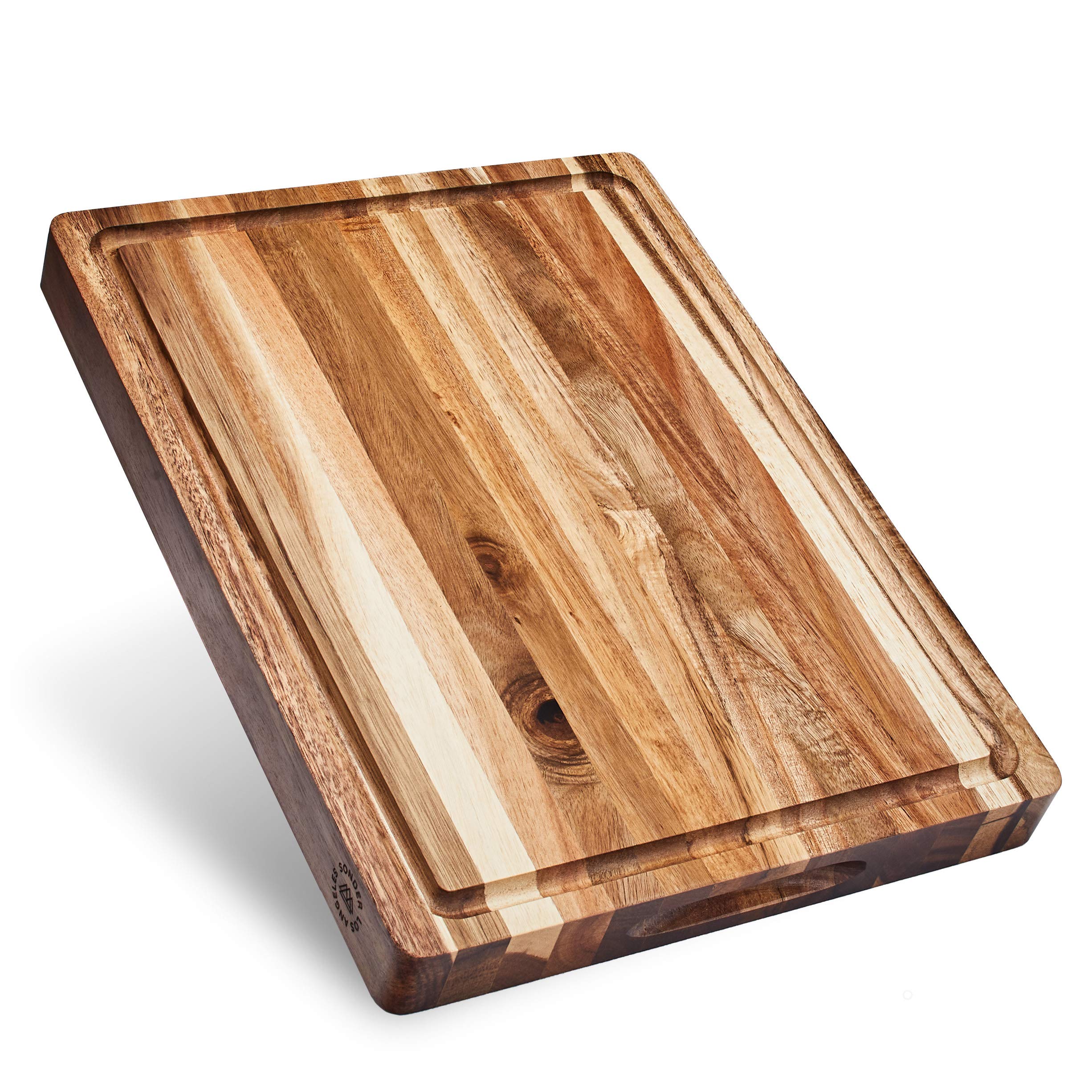 Thick Sustainable Acacia Wood Cutting Board for Kitchen with Juice Groove