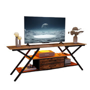 TV Stand with Power Outlet and LED Lights, Fits TVs up to 65”