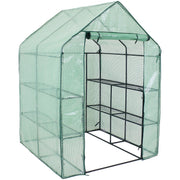 Portable Outdoor Grandeur Walk-in Greenhouse with 4 Steel Wire Shelves and Roll-Up Door