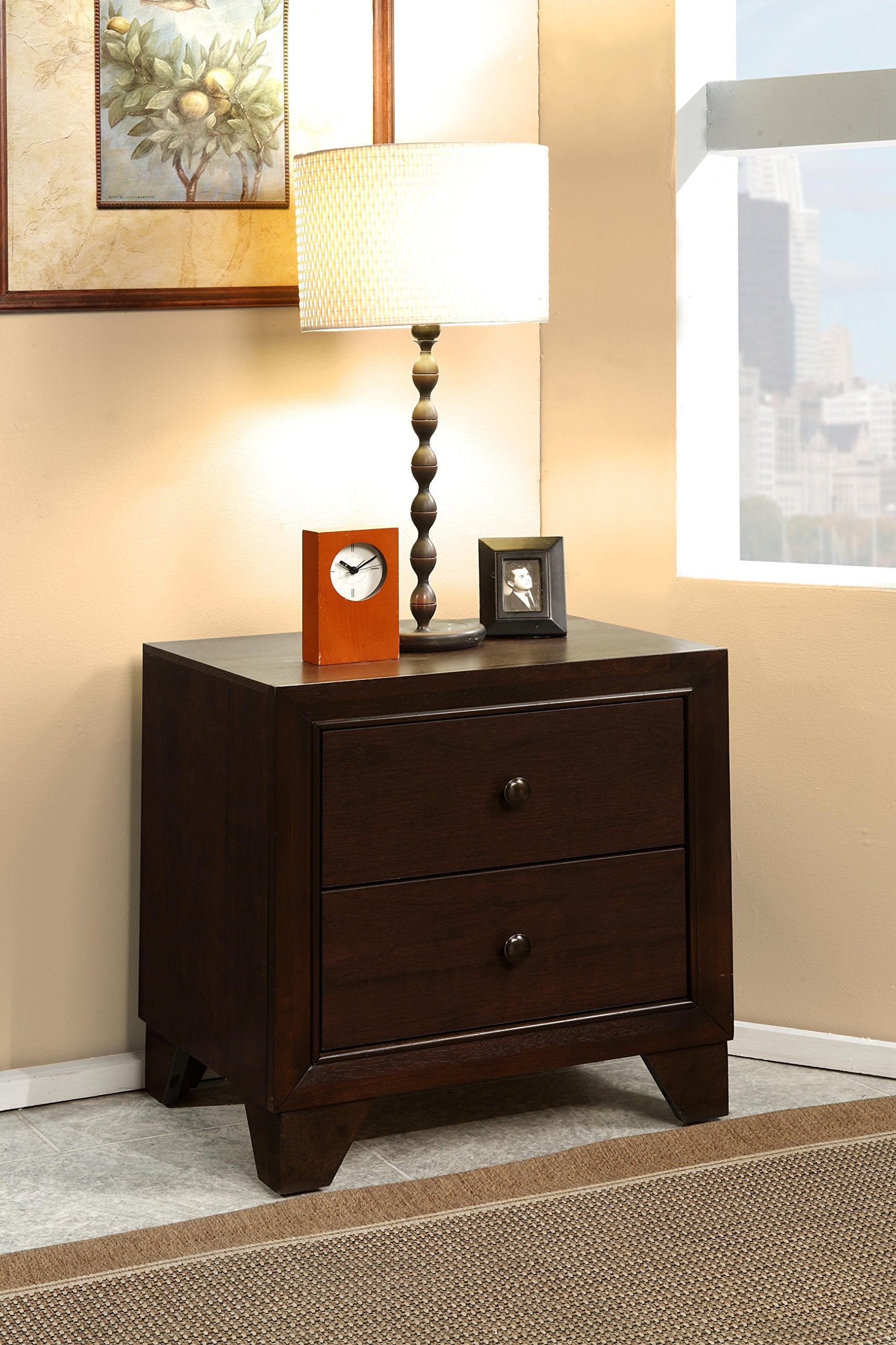 Furniture Madison Wood Nightstand in Espresso