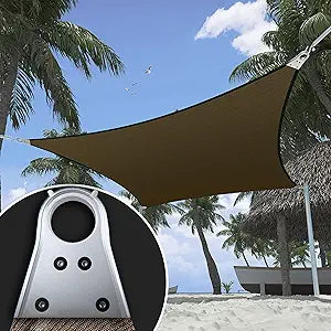 Heavy Duty 12' x 16' Beige Sun Shade Rectangle Shade Sail