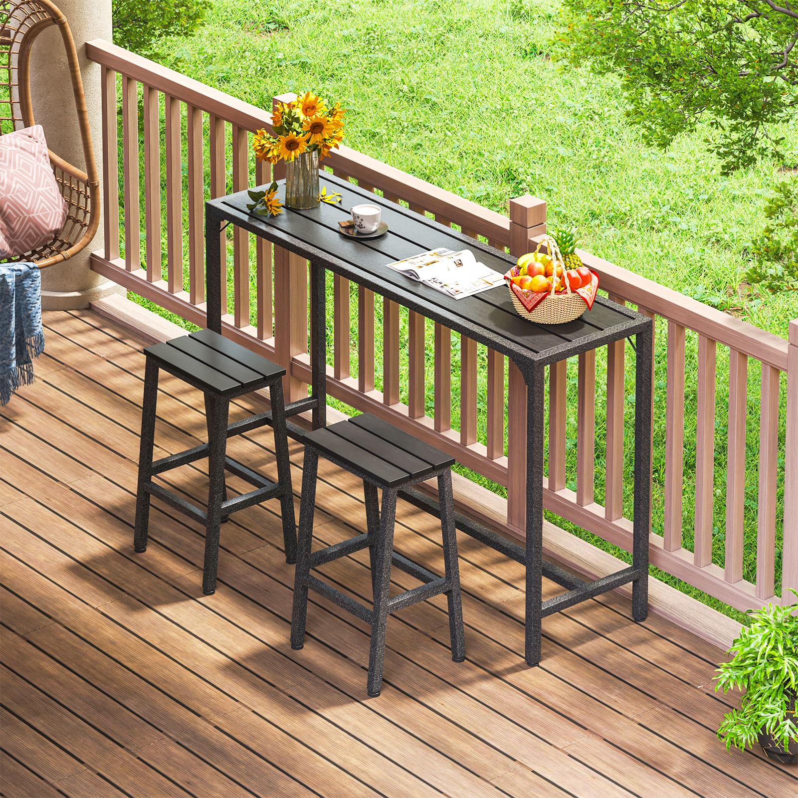 55 Inch Outdoor Bar Table, Patio Counter Bar Height Table