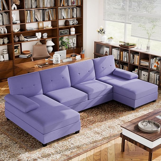 Shaped Sectional Couches for Living Room, 4-Seat Sofa Set