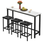 4-Piece Counter Height Table with 3 PU Upholstered Bar Stools