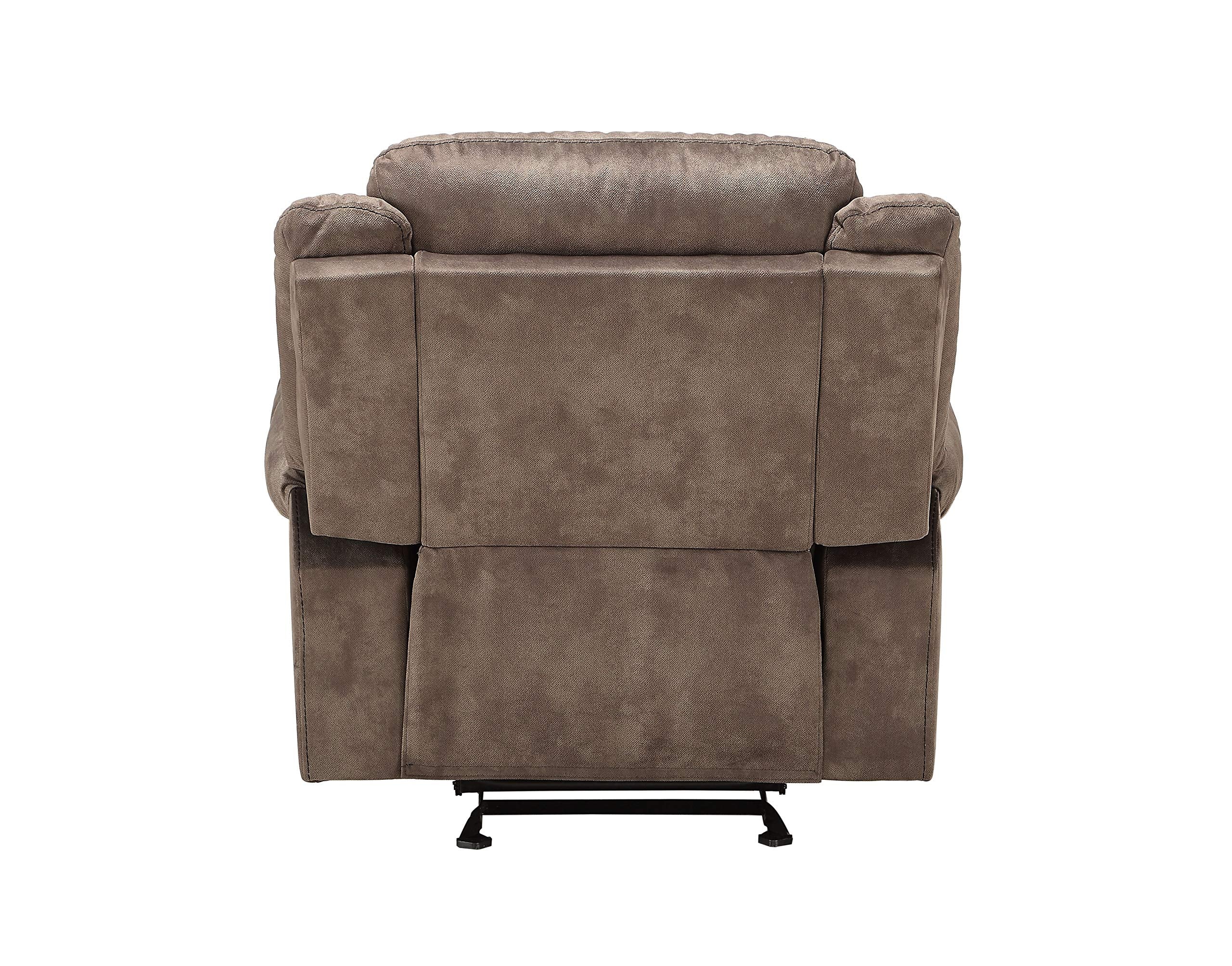 Velvet Horizontal Tufted Glider Recliner in 2-Tone Chocolate,living room