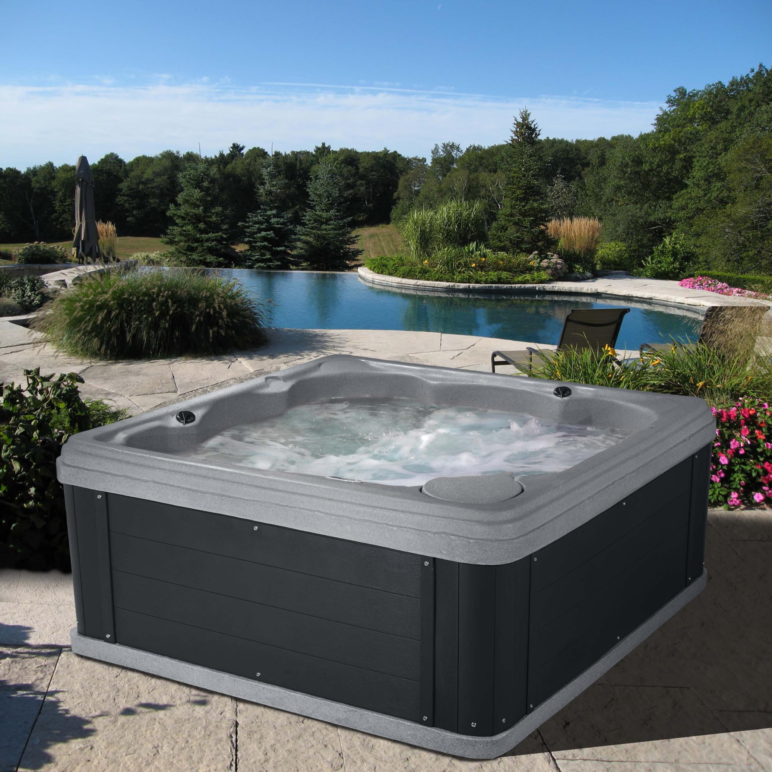 Indoor Outdoor Hot Tub, Plug & Play Spa, 24 Jets, LED Lighting System