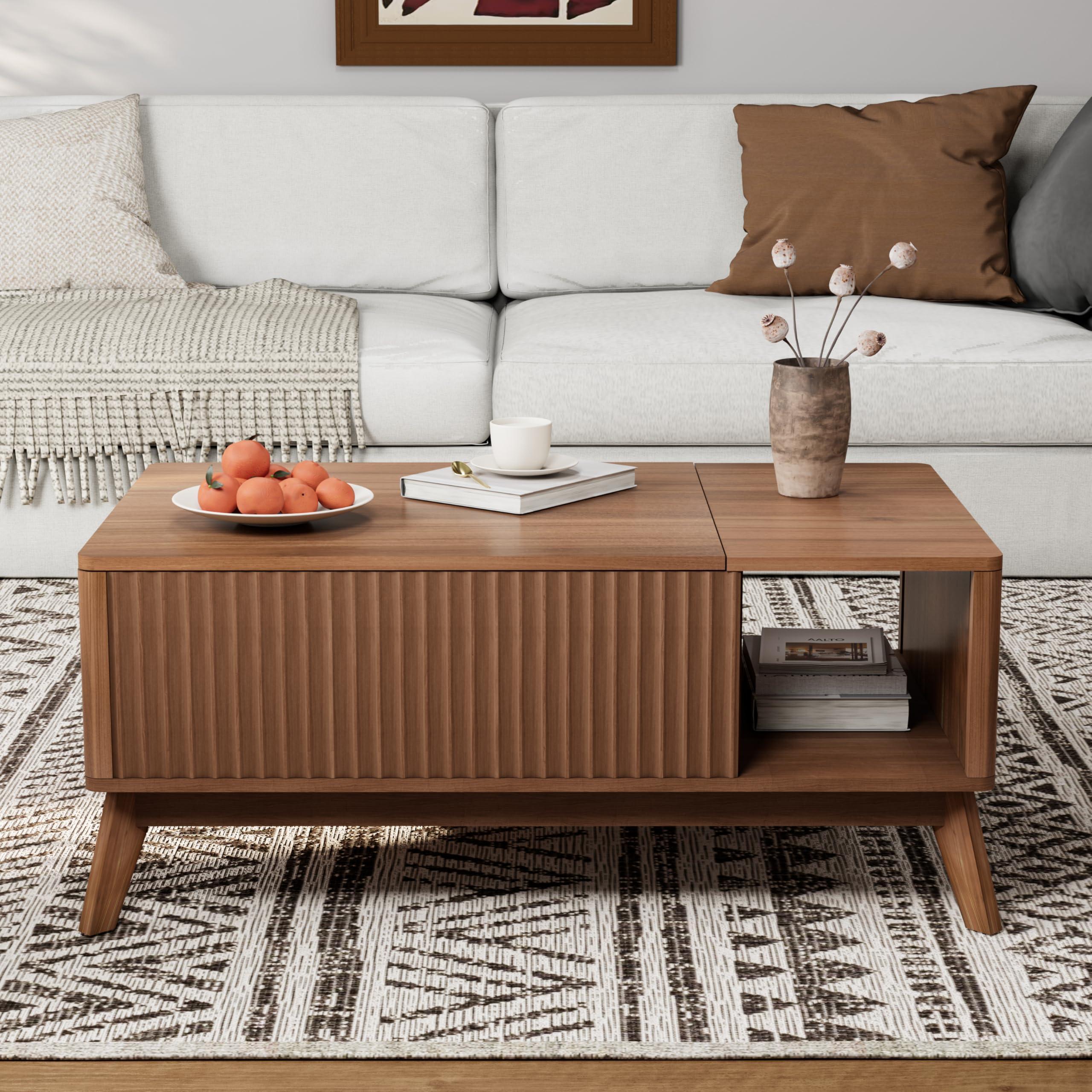 Lift Top Coffee Table with Storage,Mid Century Modern Coffee Table, Farmhouse