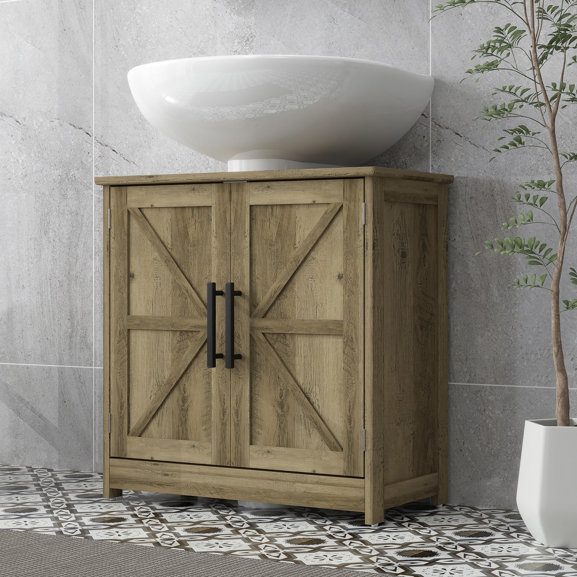 Pedestal Sink Storage Cabinet, Farmhouse Freestanding Bathroom Sink Cabinet