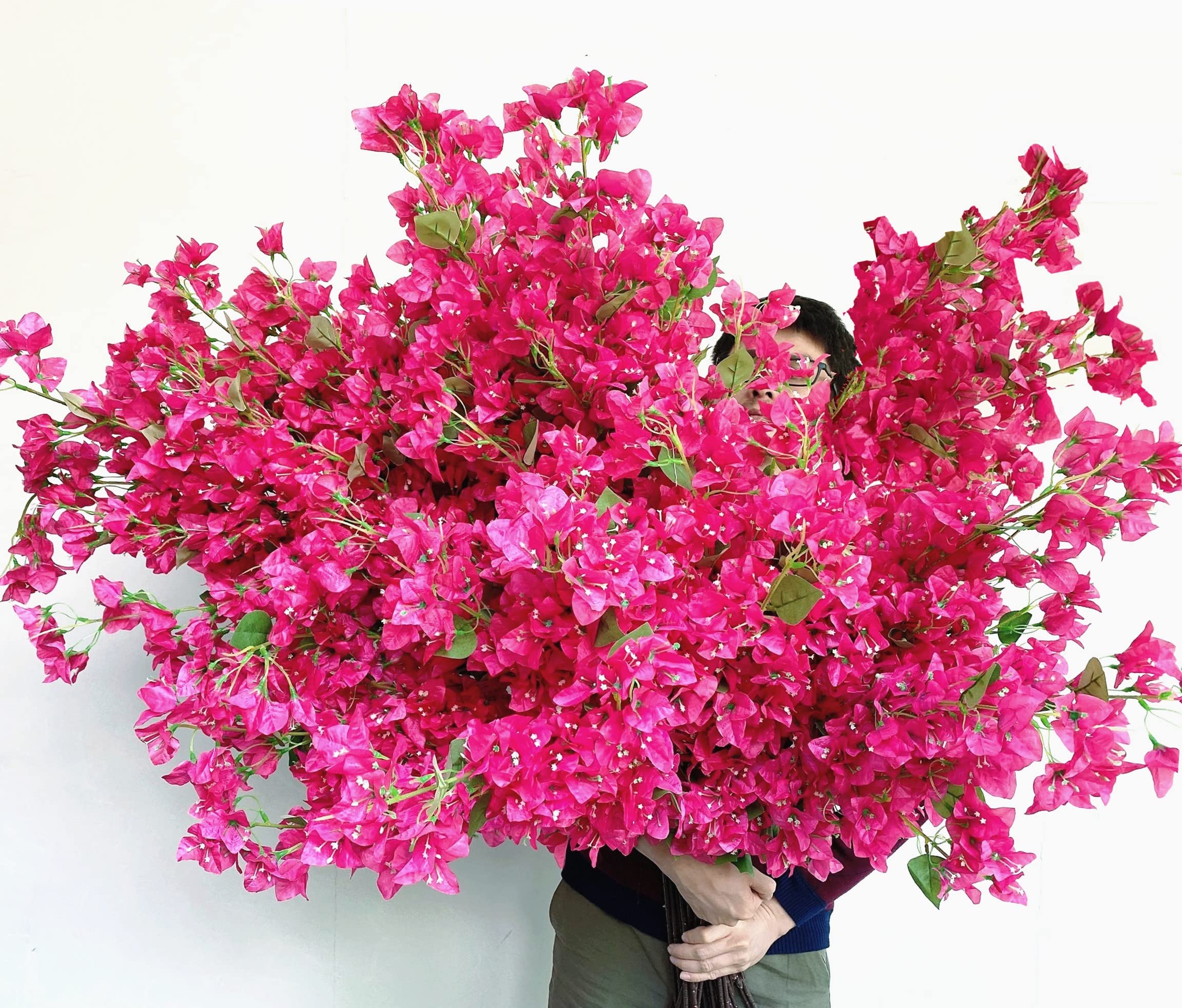 40Pcs in Bulk Artificial Bougainvillea Silk Flowers Branches Long Plant Stems 45"