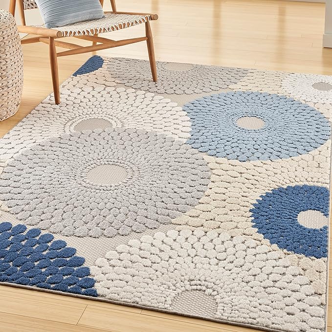 Aloha Indoor/Outdoor Multicolor 6' x 9' Area -Rug, Easy -Cleaning, Non Shedding