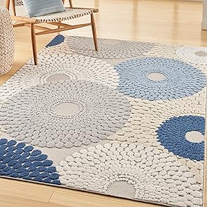 Aloha Indoor/Outdoor Multicolor 6' x 9' Area -Rug, Easy -Cleaning, Non Shedding