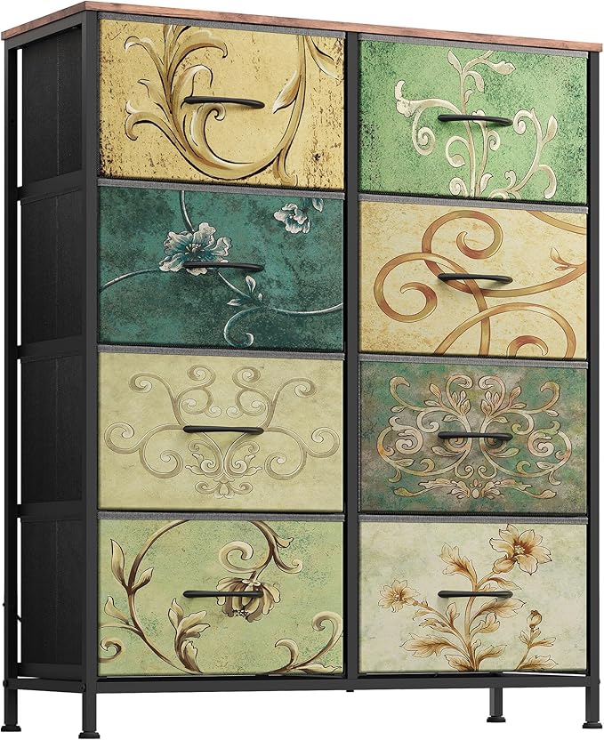 Fabric Dresser for Bedroom, Tall Dresser with 8 Drawers, Storage Tower with Fabric Bins
