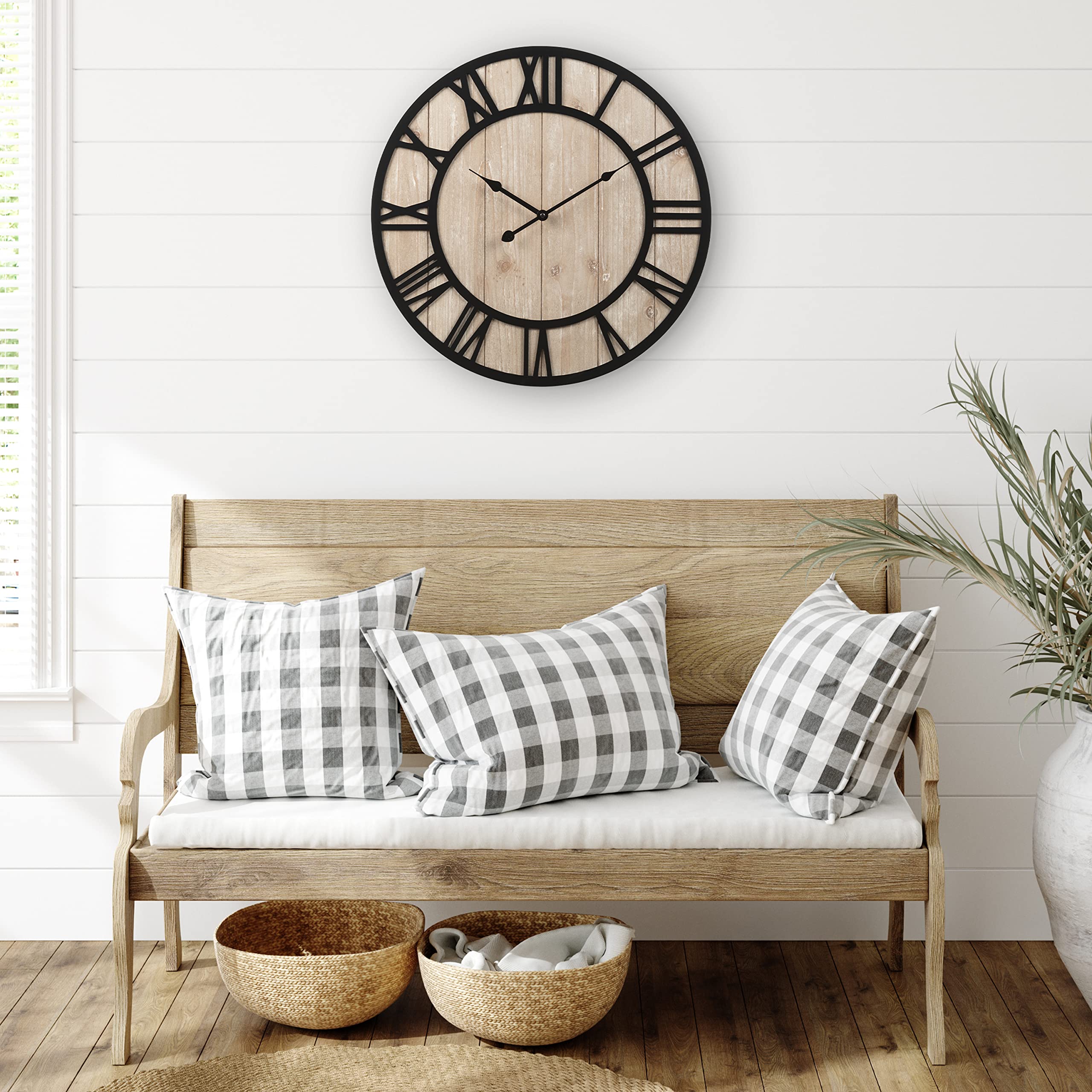Technology 19.7-Inch Harper Wood Quartz Analog Wall Clock - 404-3450A