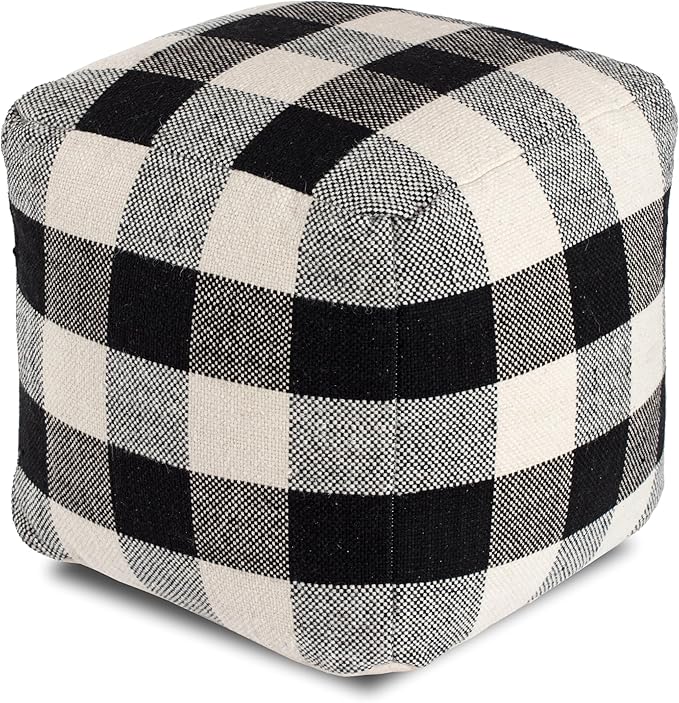 Mountain Square Pouf , 20" x 20" x 20", B&W Geometric