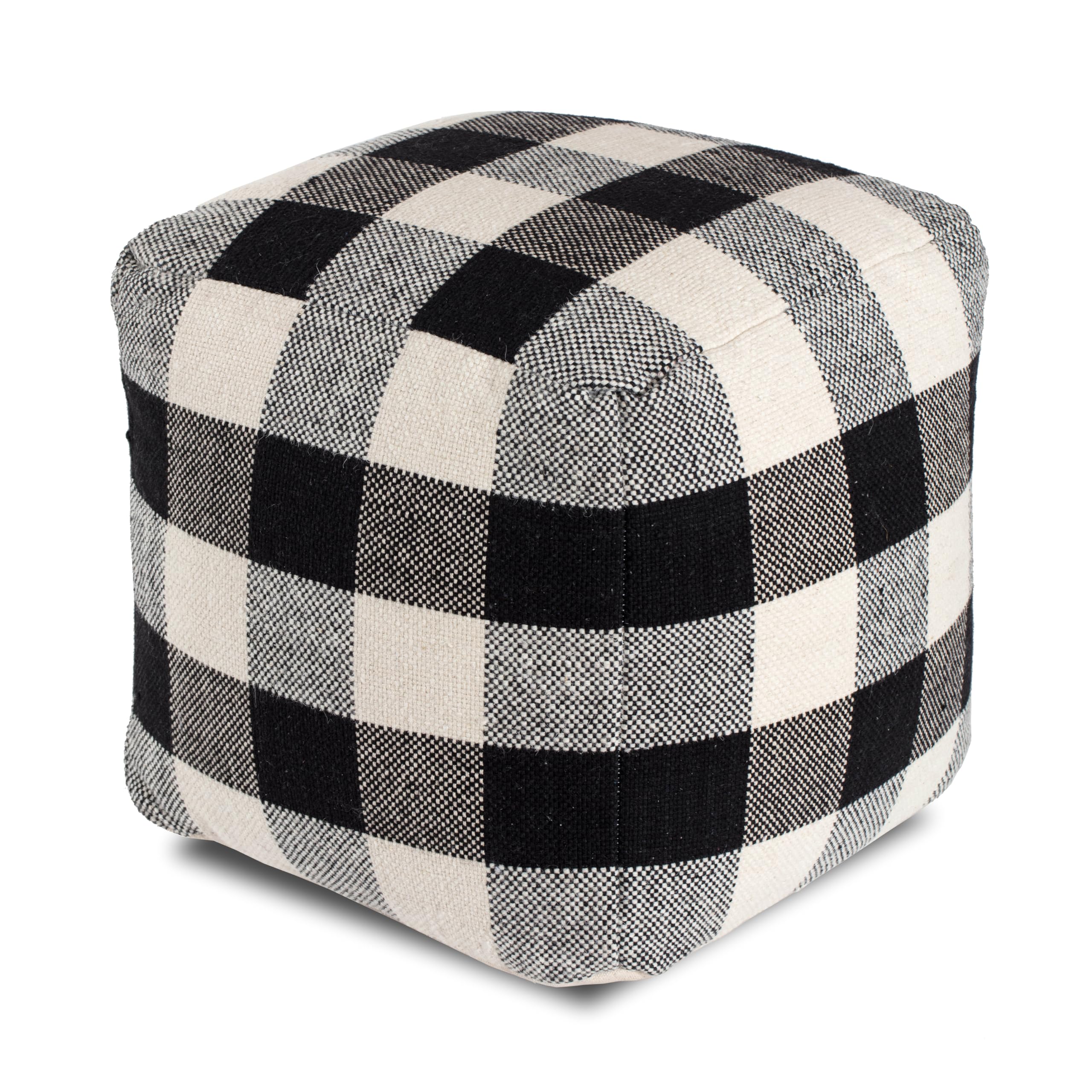 Mountain Square Pouf , 20" x 20" x 20", B&W Geometric