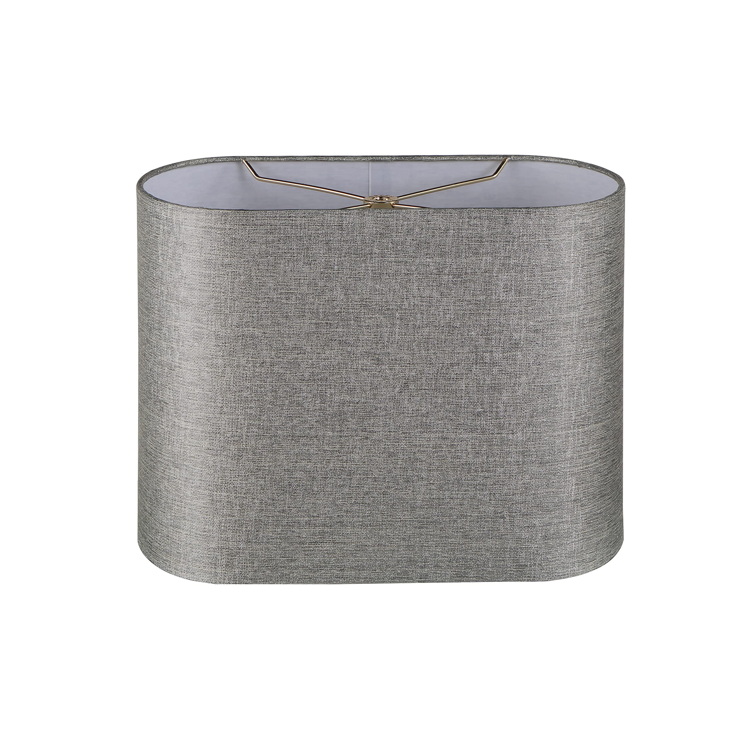 37002 Contemporary Oval Hardback Shaped Spider Construction Lamp Shade in Sliver Grey