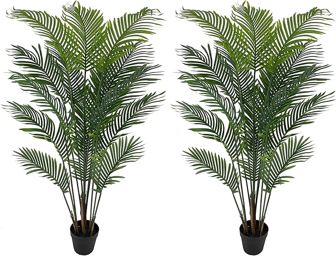 Pair 5' Artificial Tropical Palm Plants with Nursery Pots