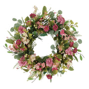 24" Vibrant Puleo International Artificial Chrysanthemum and Hydrangea Floral Spring Wreath